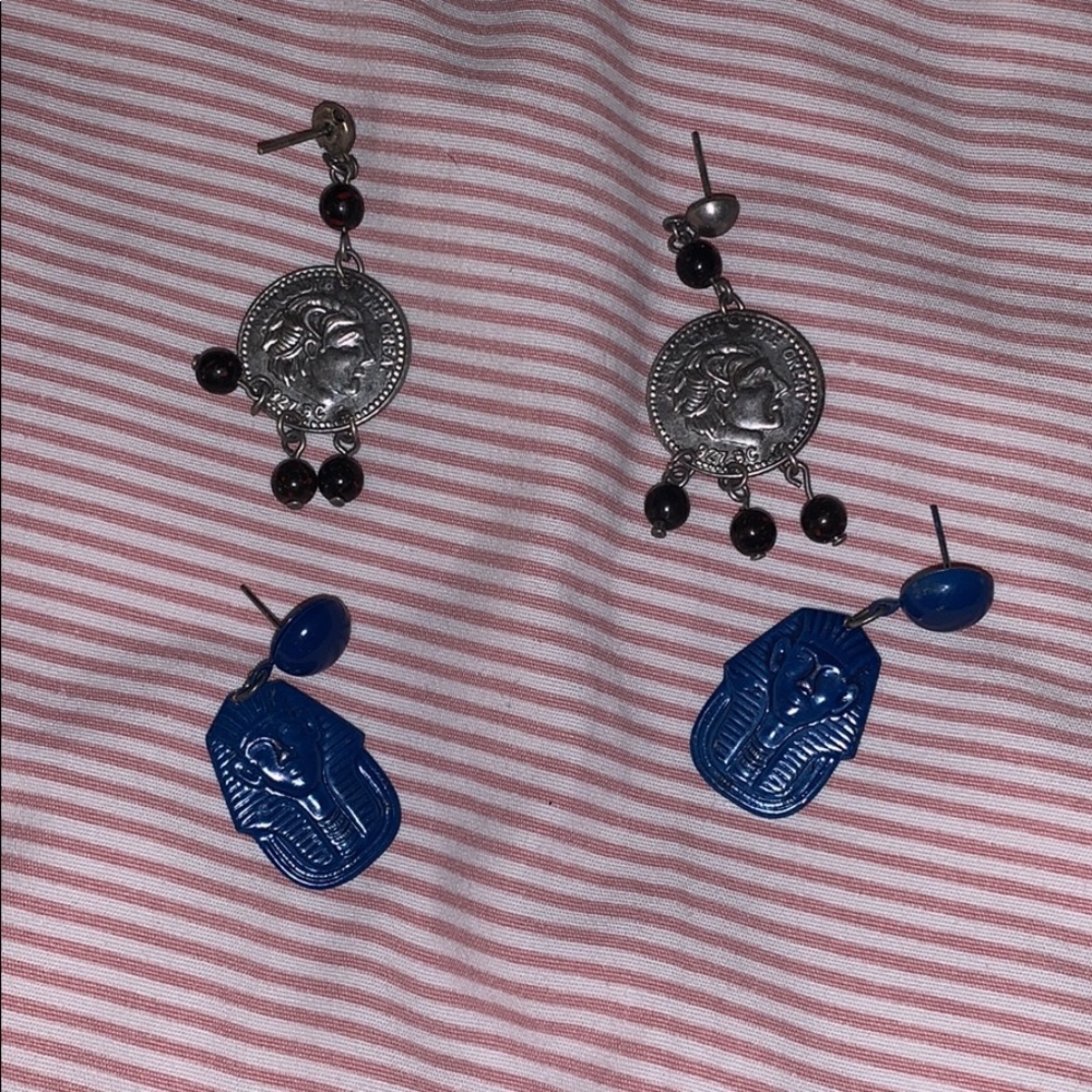 Coin and Egyptian earrings lot